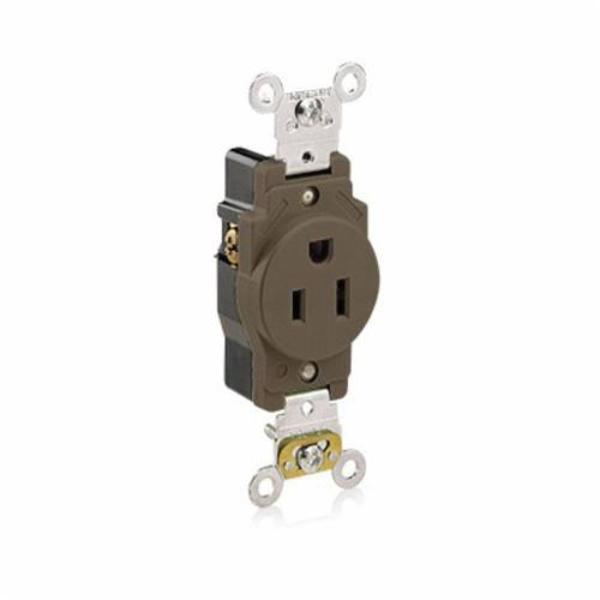 Leviton Receptacle, Single, 15A, 5-15R, 125V, Brown 5261